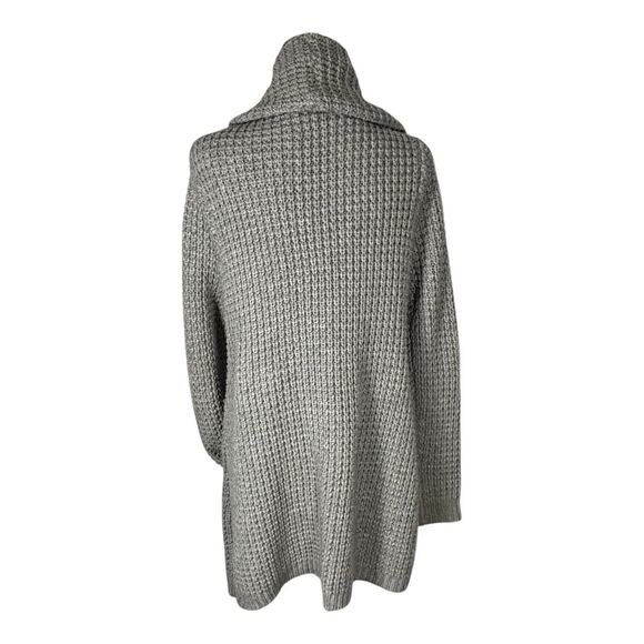 THEME Cardigan Sweater Gray Chunky Open Drape Front Pockets - Picture 5 of 9